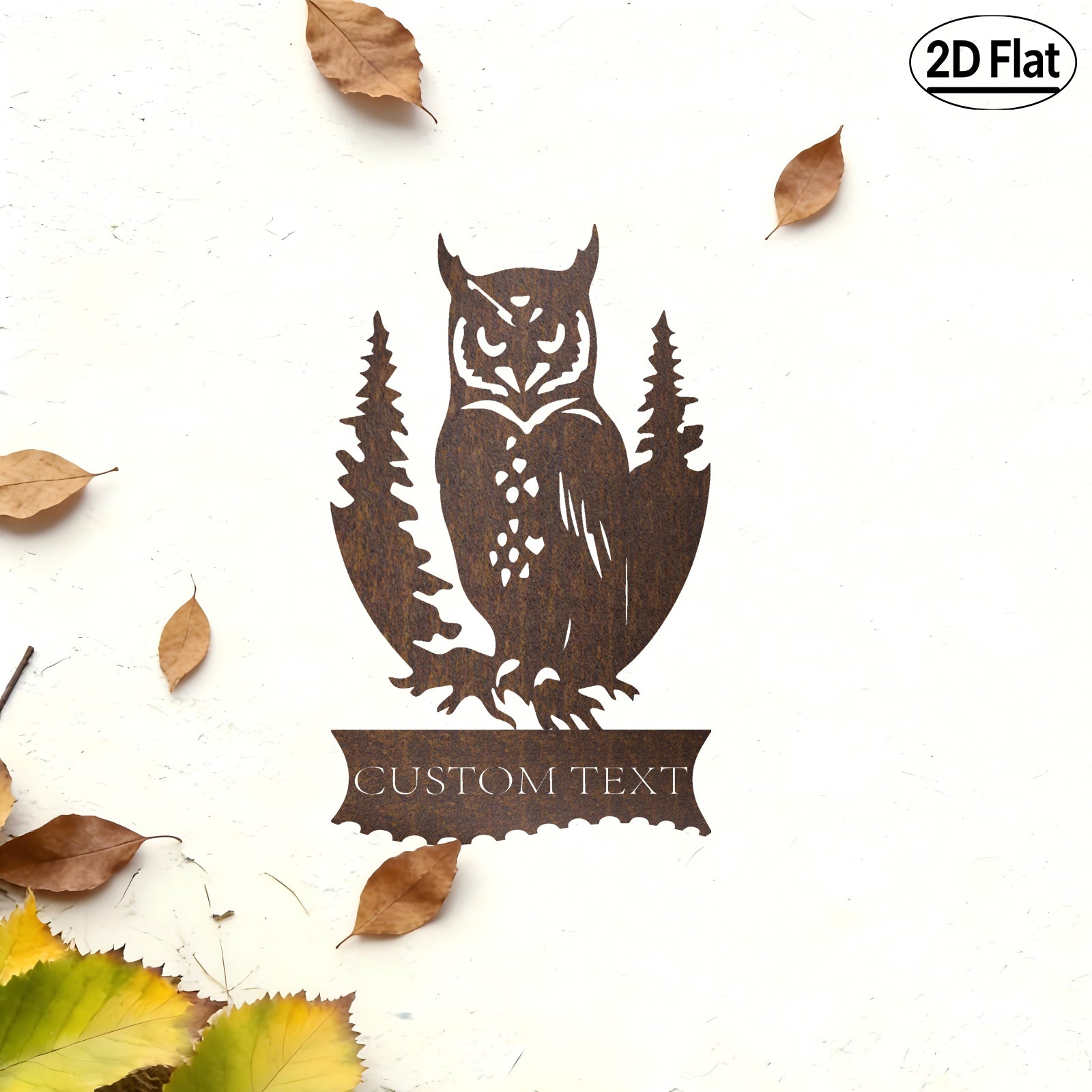 Custom Owl Pine Tree Metal Wall Sculpture