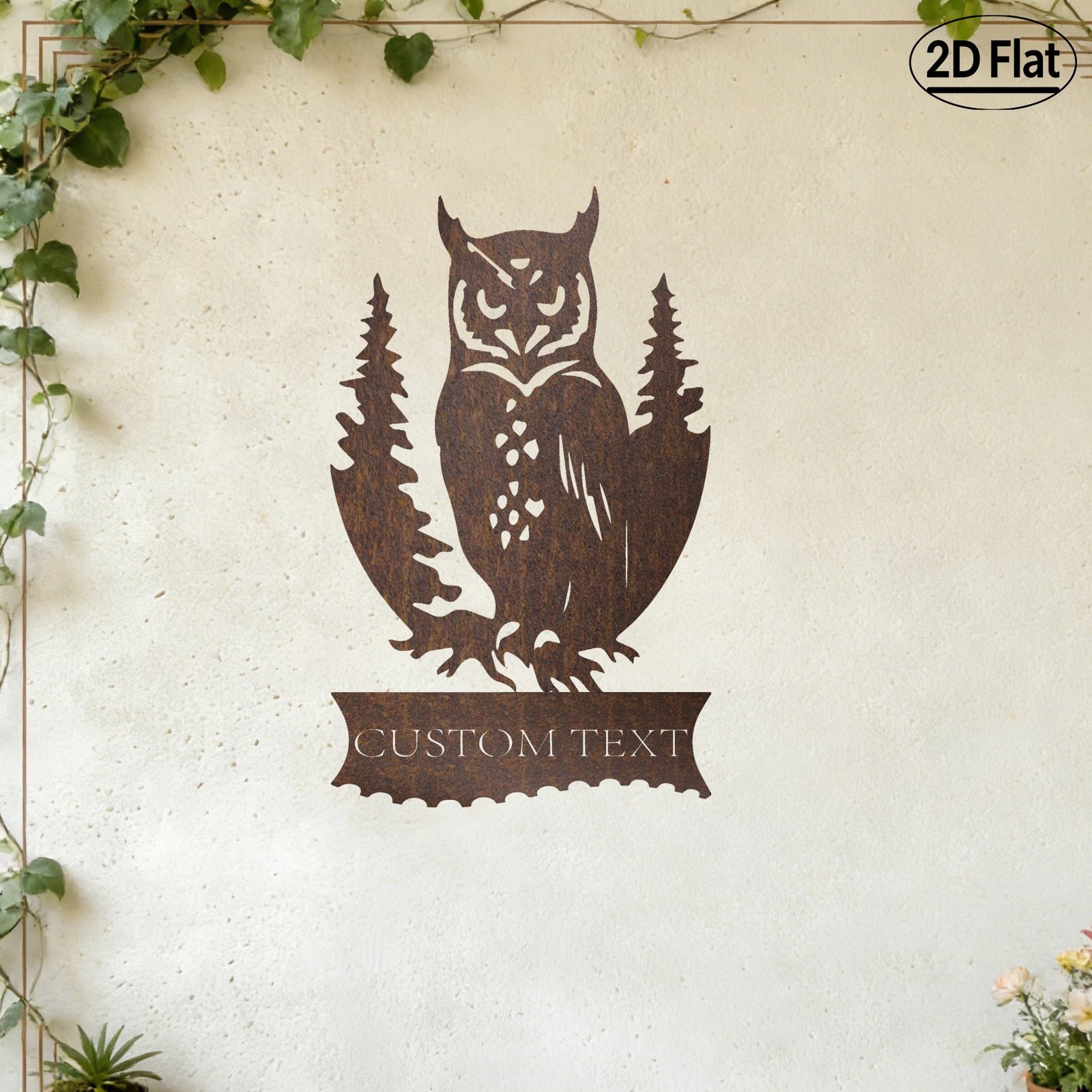 Custom Owl Pine Tree Metal Wall Sculpture