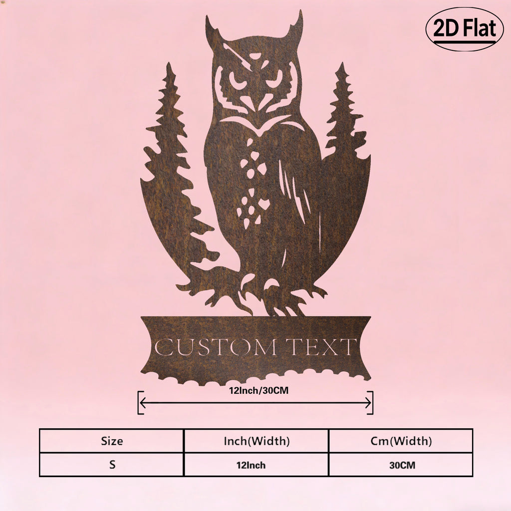 Custom Owl Pine Tree Metal Wall Sculpture