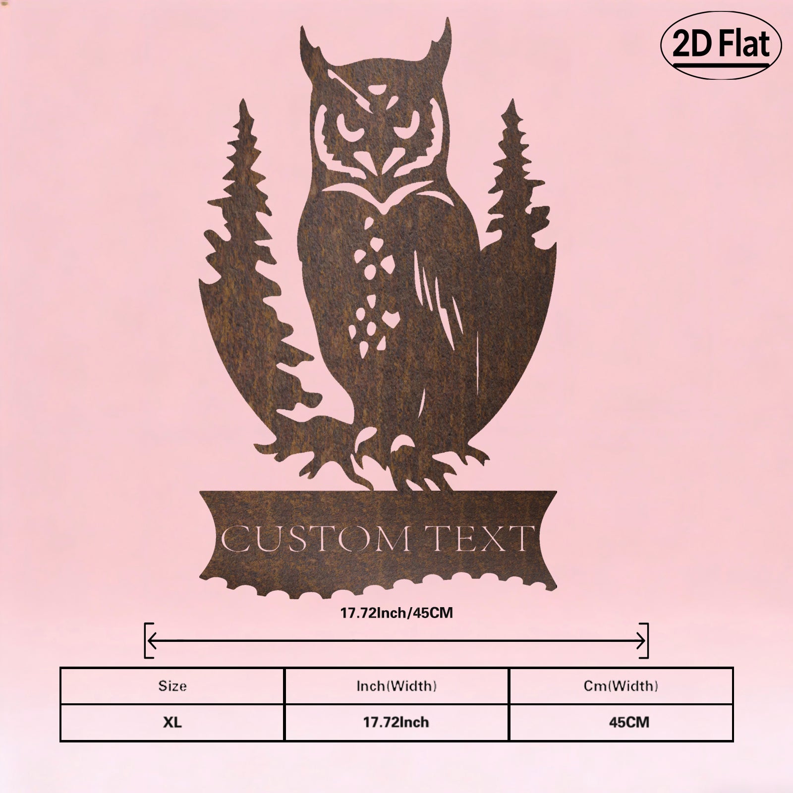 Custom Owl Pine Tree Metal Wall Sculpture